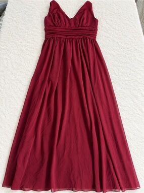 Women's Burgundy V-Neck Maxi Dress